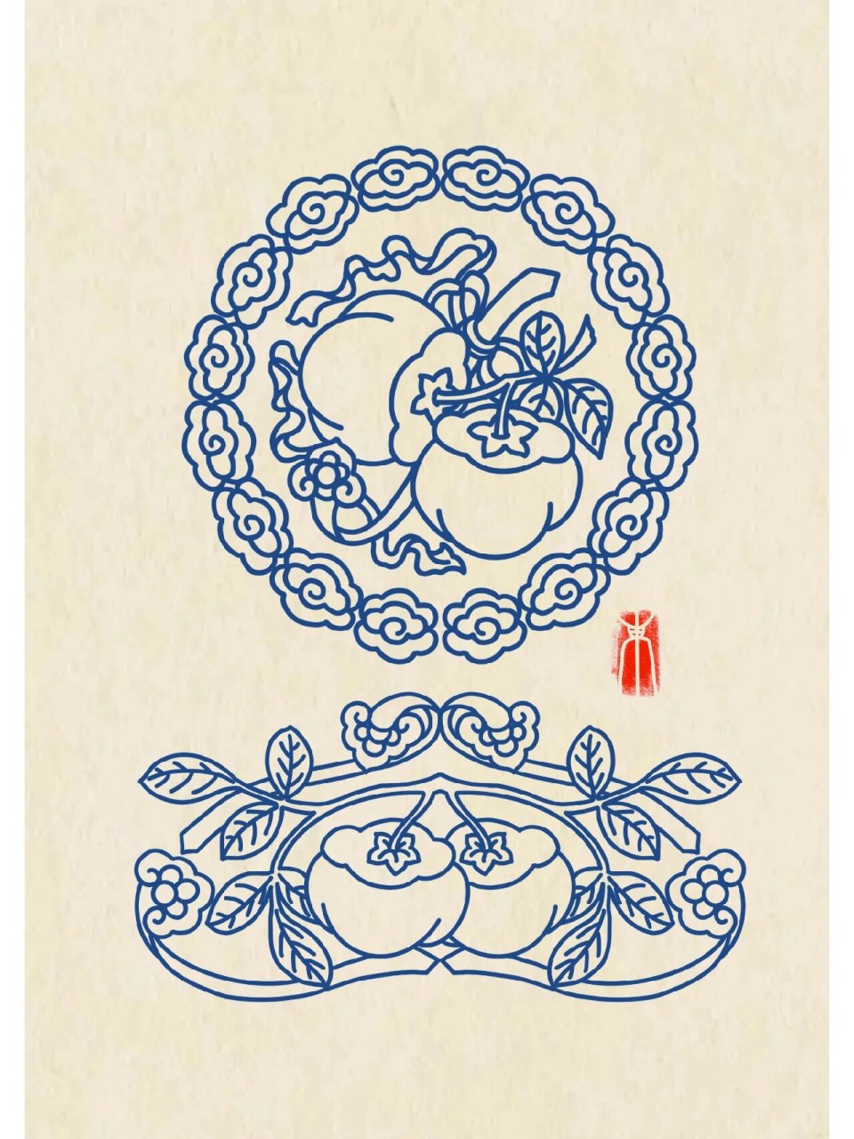 图案‖柿柿(事事)如意 二零二二年五月二十六日     雨 	 〖柿子纹