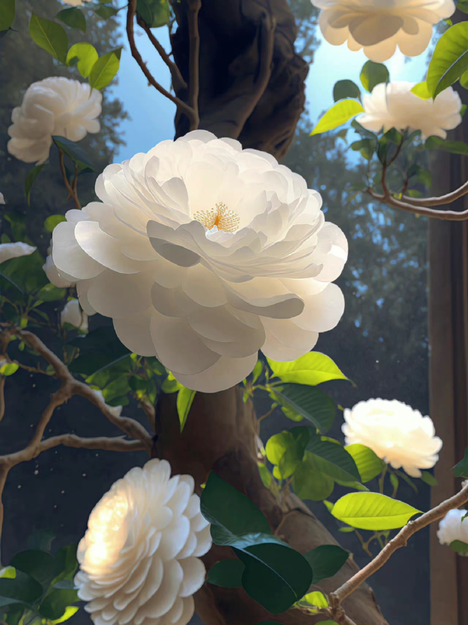 比起玫瑰,我更愿用山茶来定义爱情 白色山茶花的花语是理想的爱. .