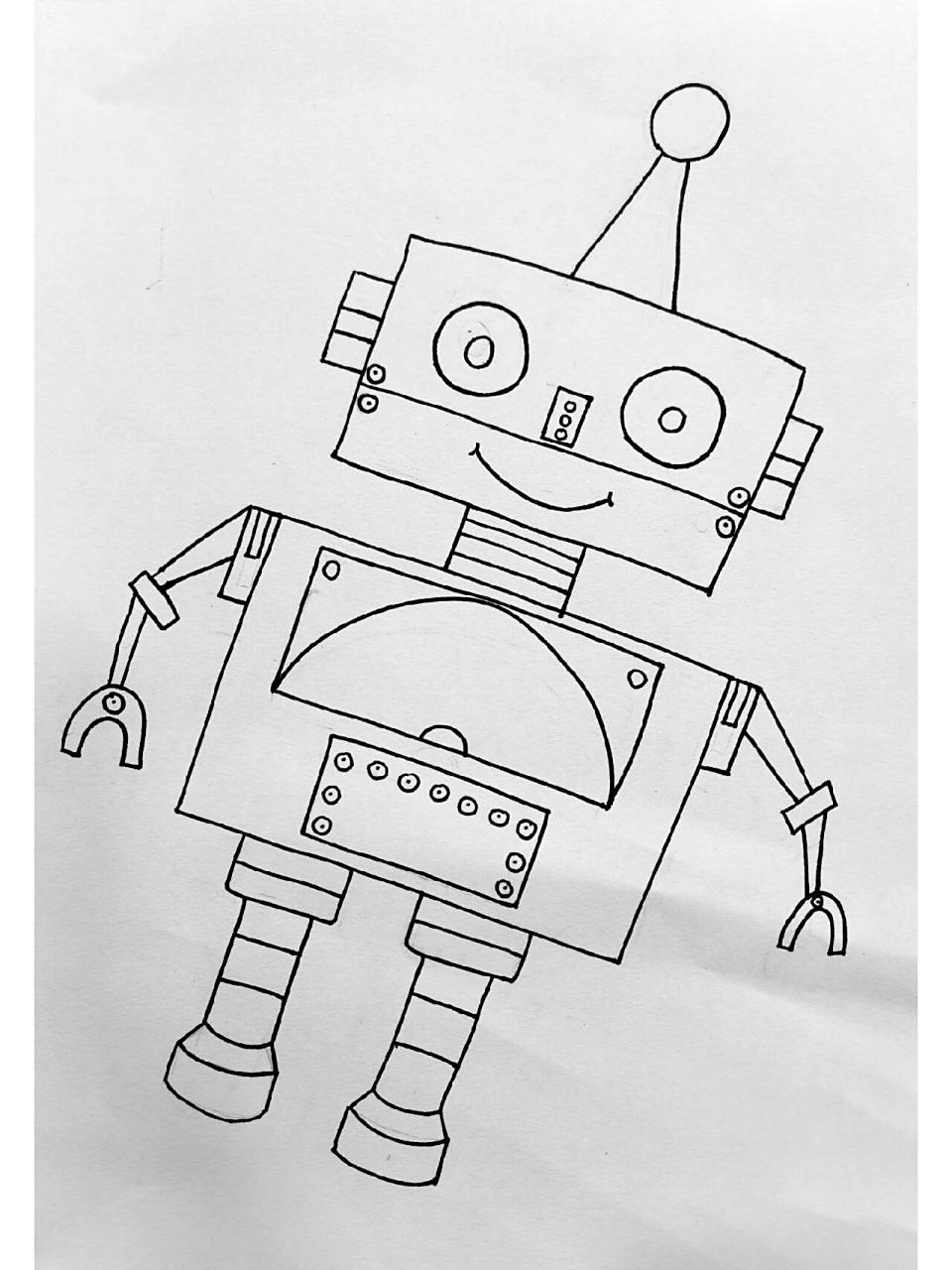 超简单机器人儿童画 后面有线稿图,宝宝们可以拿去涂色96.