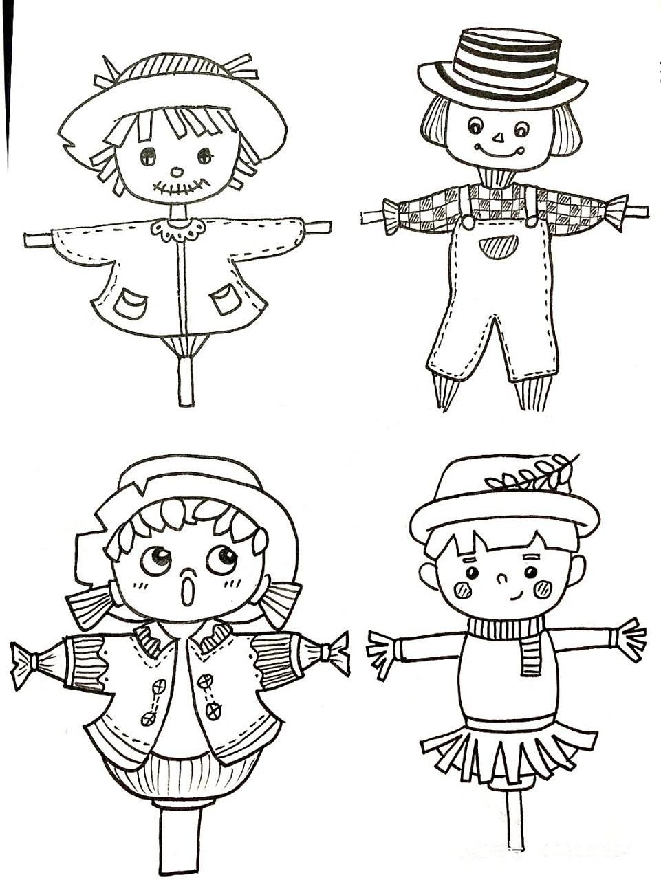 儿童创意画《麦田里的守望者》《稻草人》 秋天,丰收的季节,稻草人