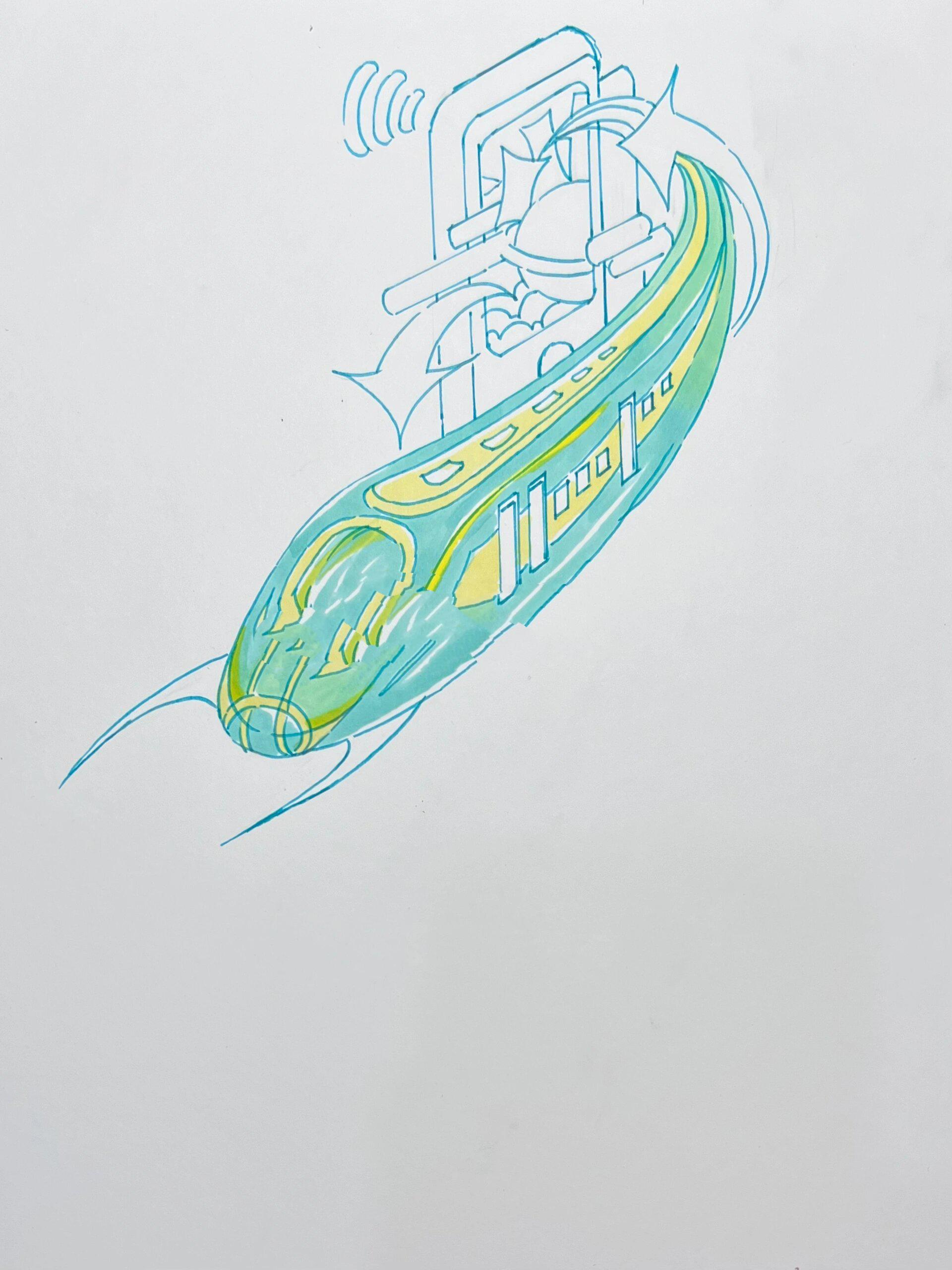 现代生活主题万能考研手绘元素列车画法