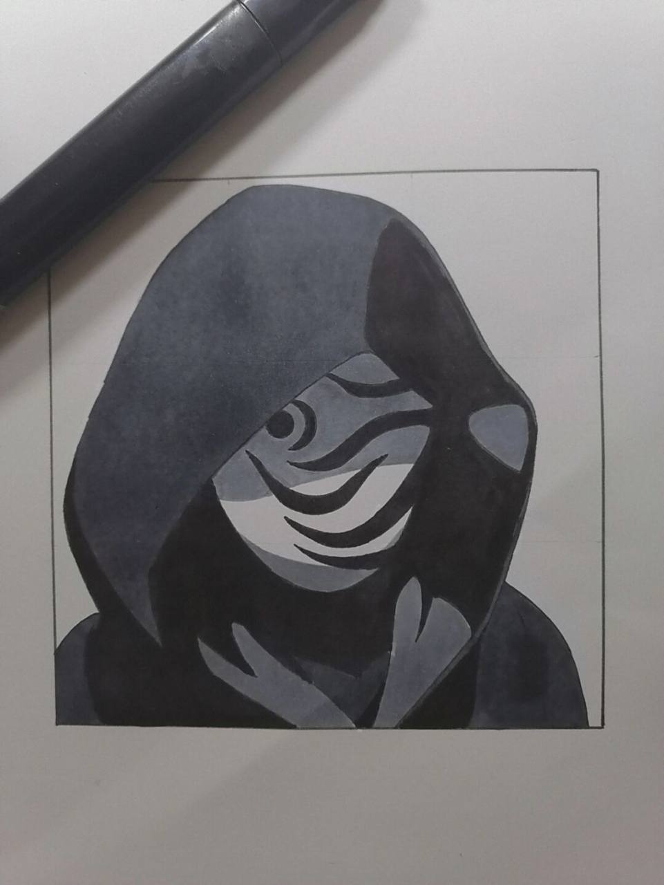 虎纹面具带土教程 #火影忍者# #手绘教程# #带土