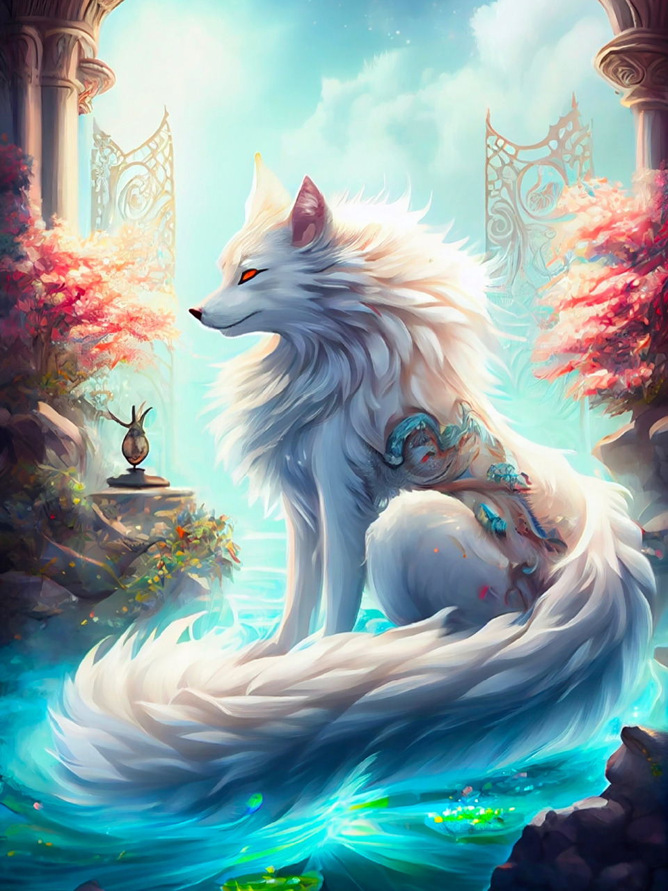 九尾白狐!祥瑞神兽