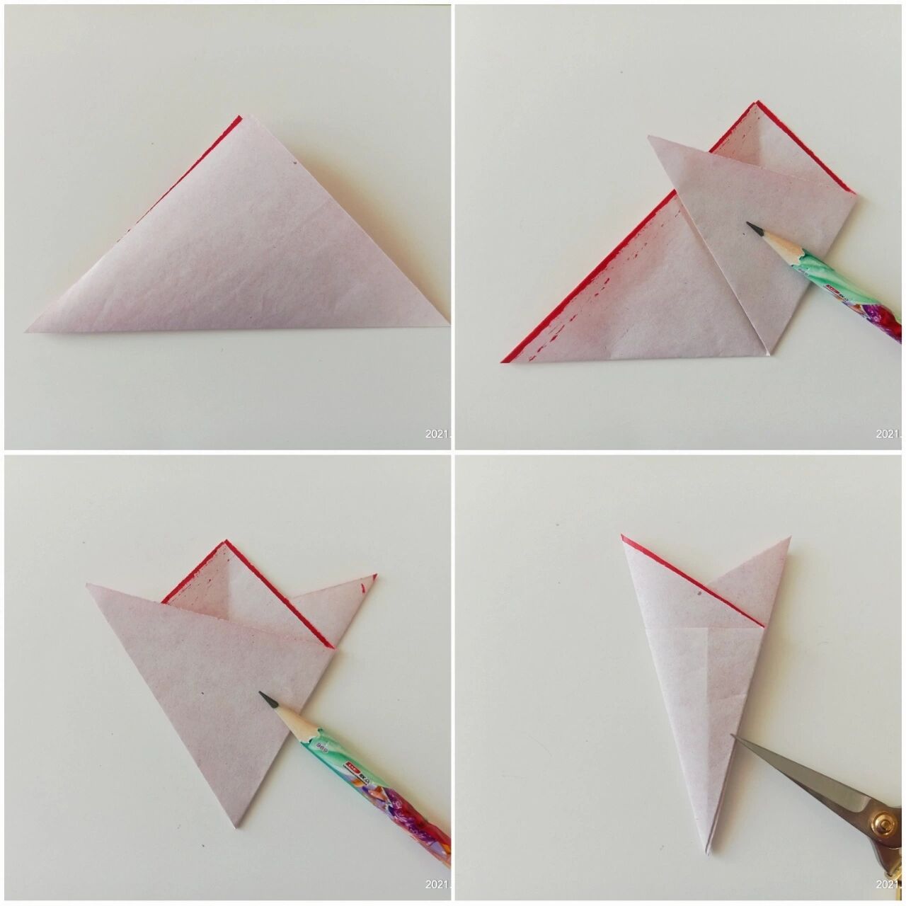 六角折,剪纸——花环【图文教程】 82今天来分享一