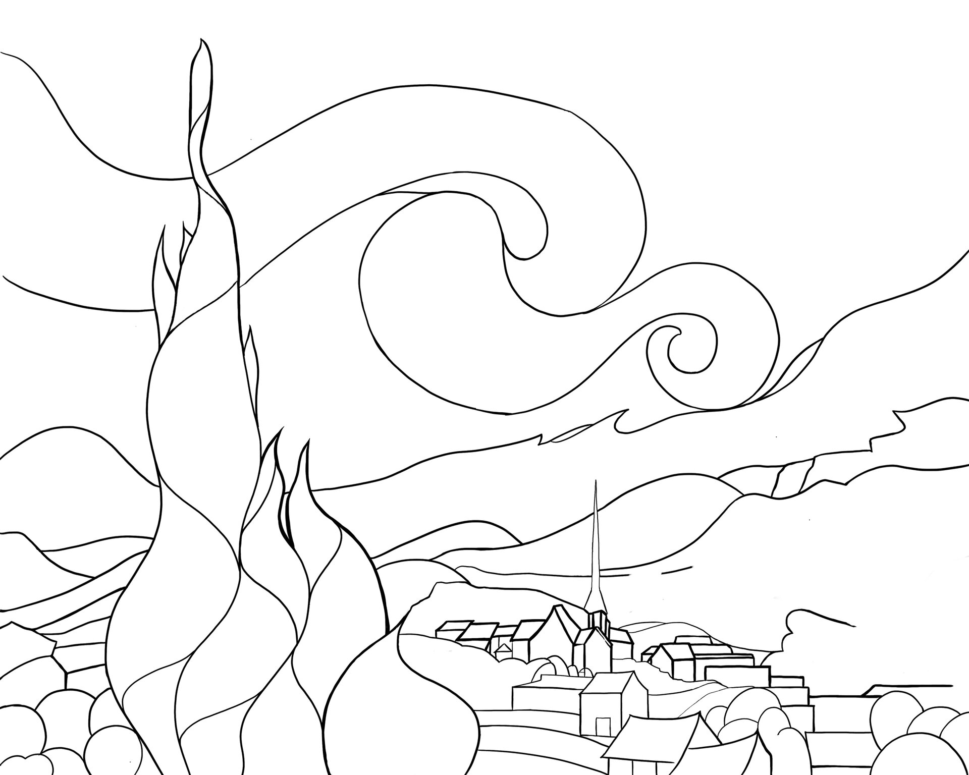 控笔练习【3/100】临摹梵高·星空(含步骤)