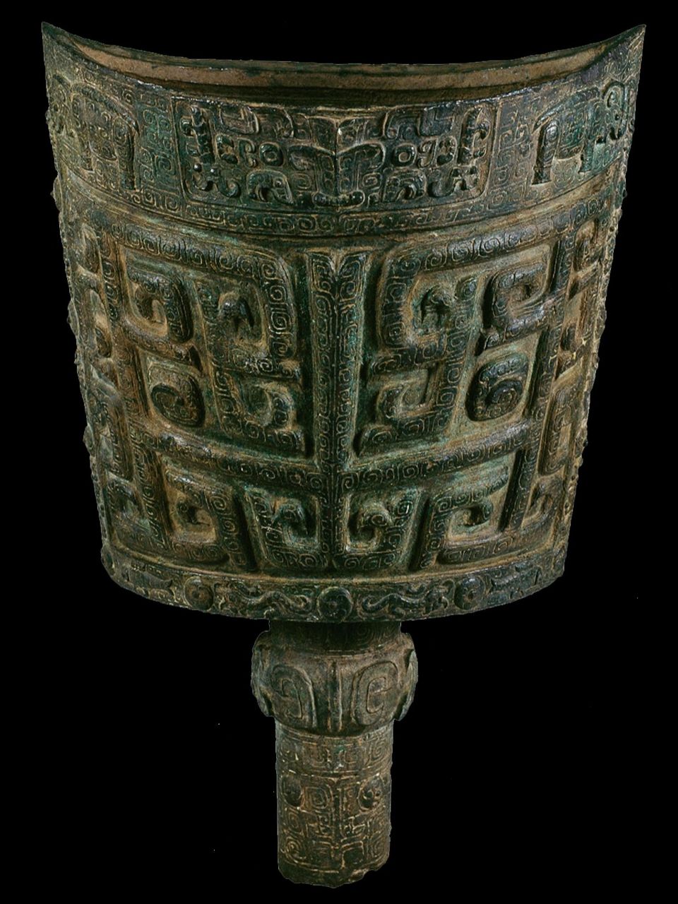 商周时期青铜器——立象兽面纹铜铙 出土于宁乡老粮仓师古寨 对于铙