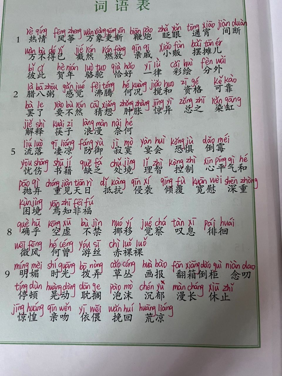 六年级下册语文词语表 六年级下册词语表