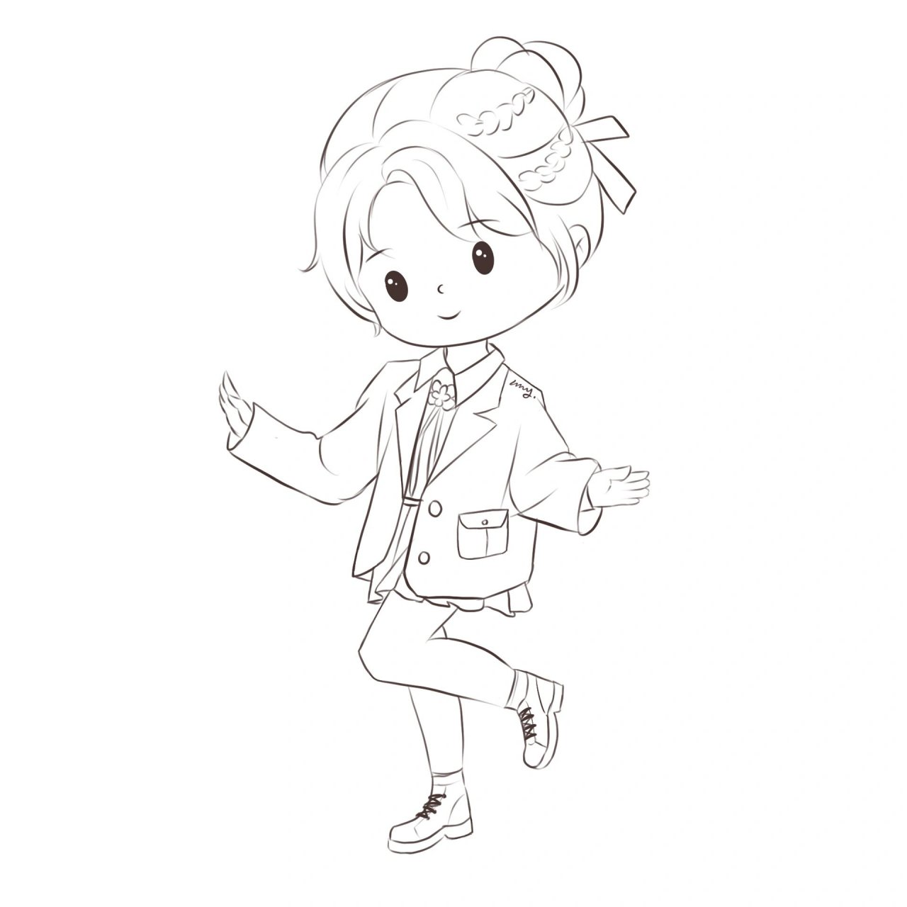 白鹿卡通简笔画人物/可爱的日常