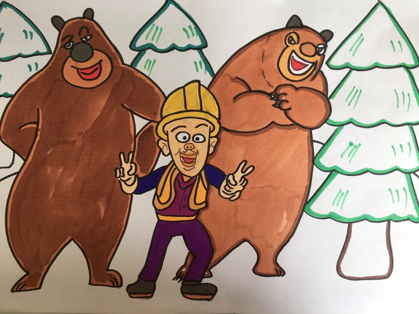 儿童简笔画-47.熊出没 熊大熊二,光头强哦!每天坚持打卡,加油!