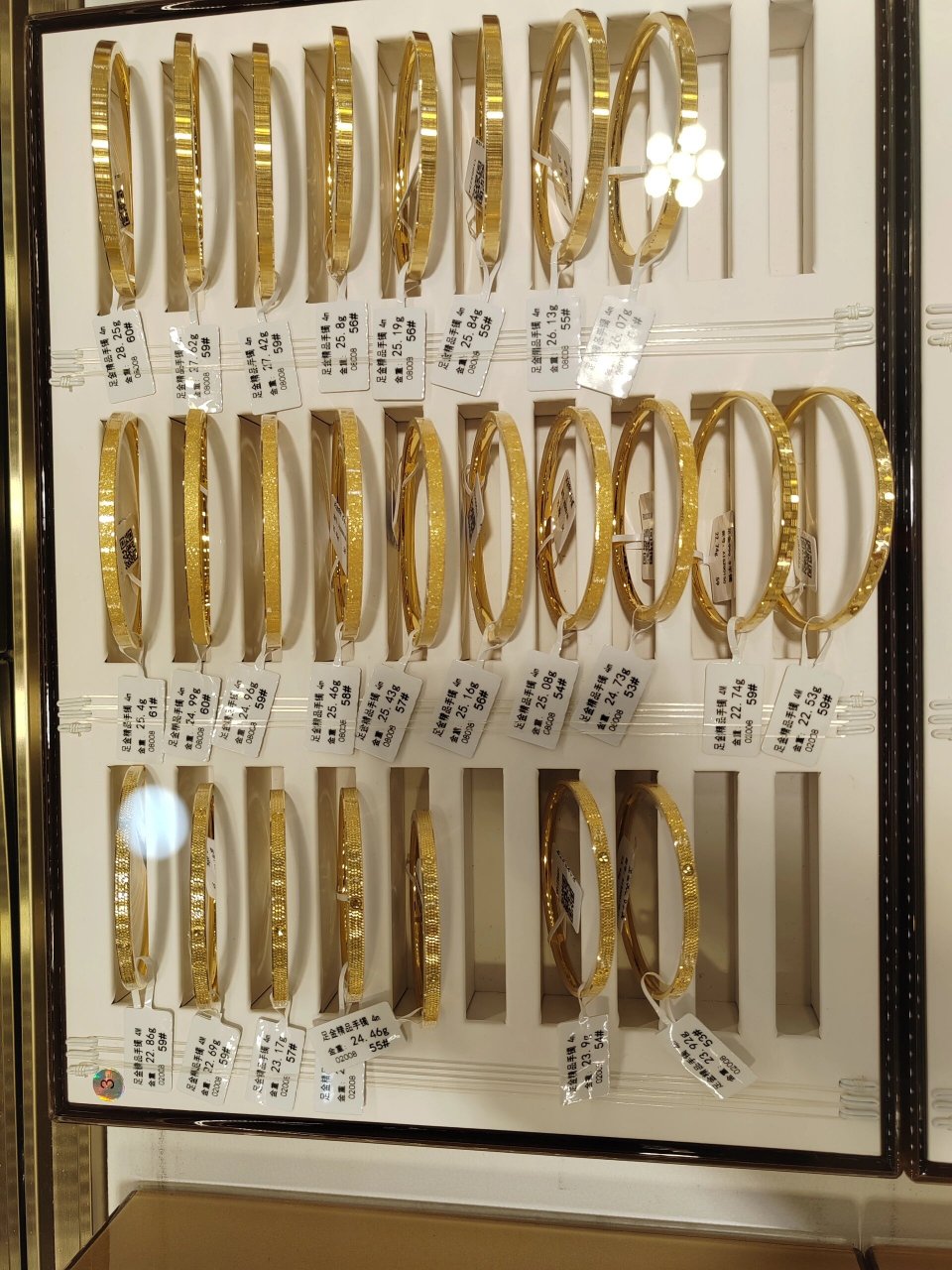 克重窄面实心黄金手镯集合推荐 实拍 小克重999足金手镯 面宽3mm左右