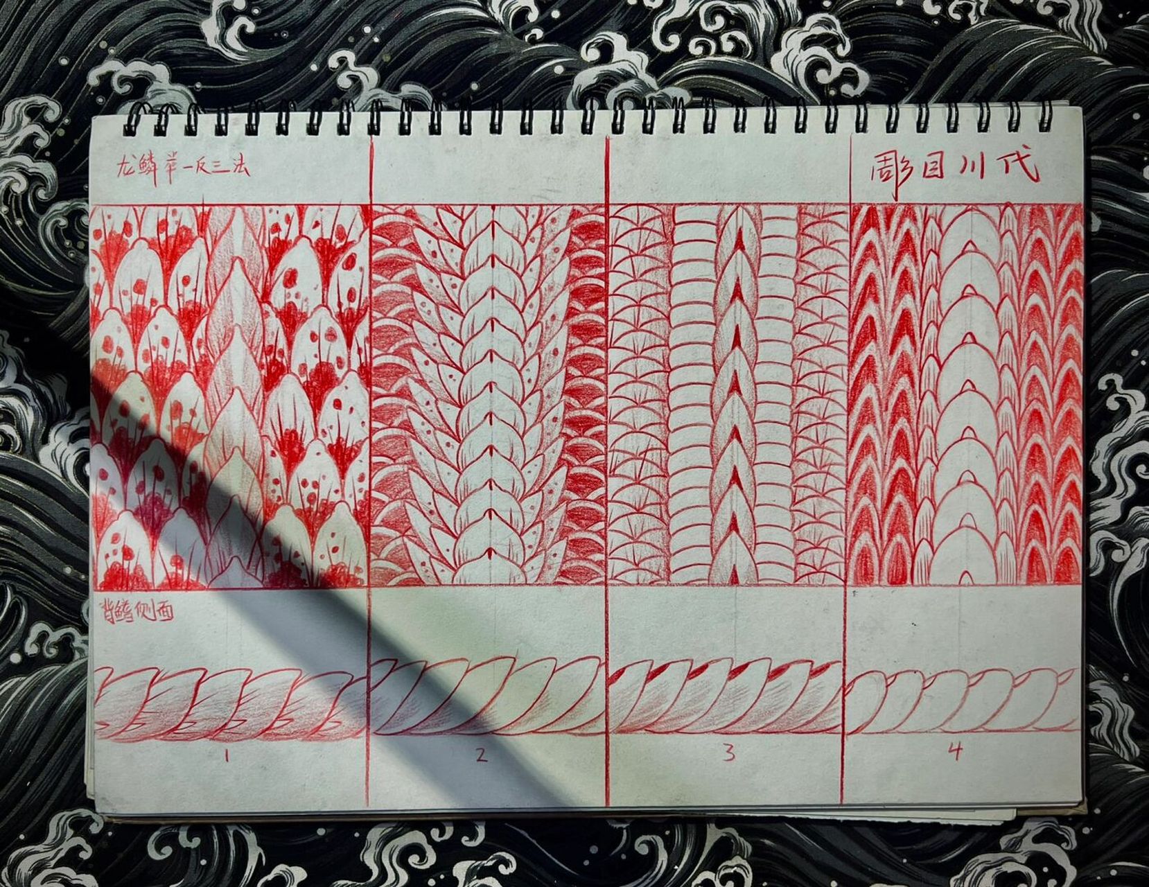 龙鳞龙脊 举一反三画龙鳞龙脊 相同中寻不同,分享笔记让更多同行受益