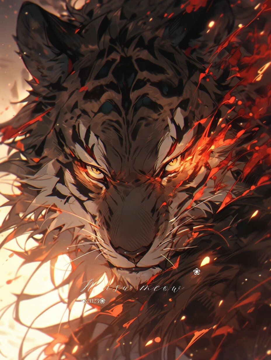 大猫战士|勇猛燃焰黑虎高清兽设头像 驾驭火焰的黑虎第二弹!