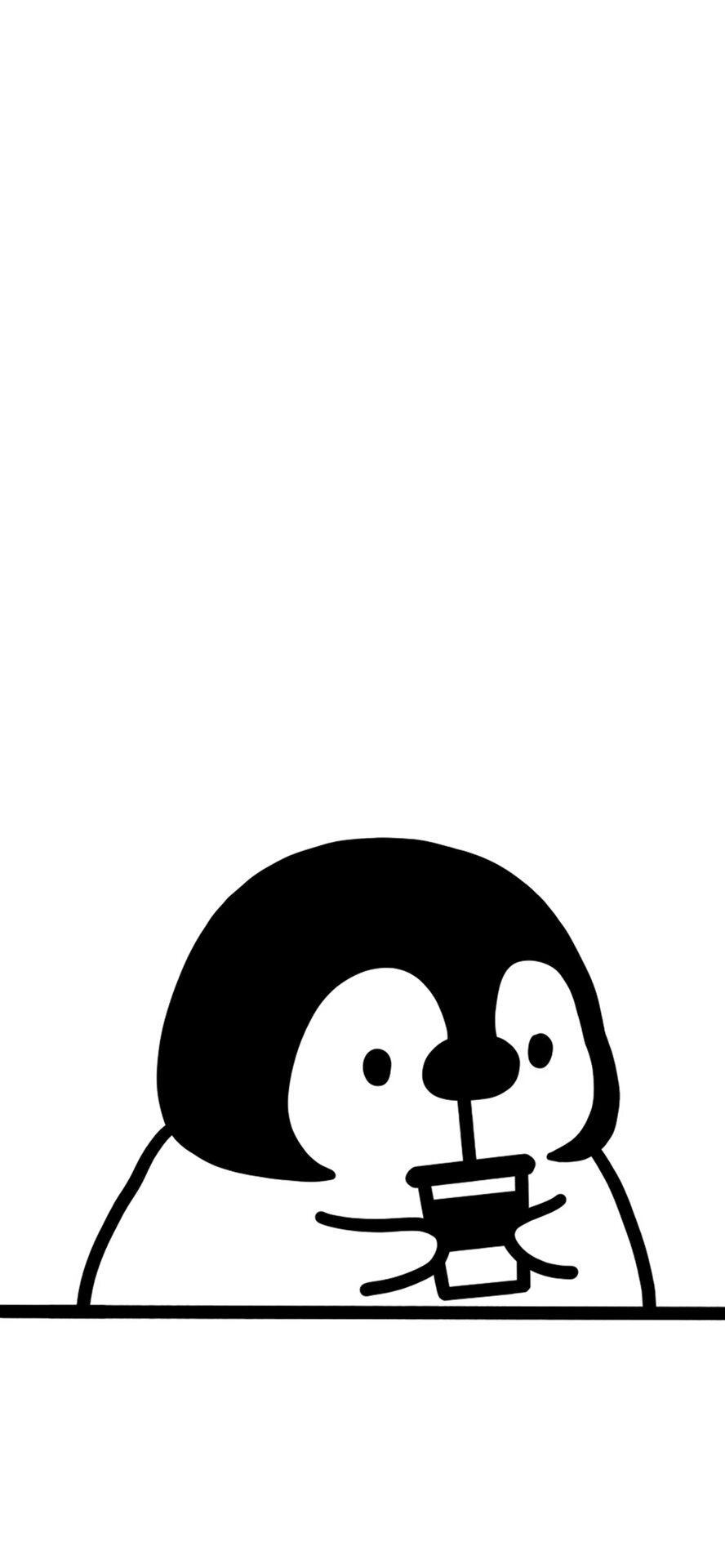 「手机壁纸」黑白极简小企鹅