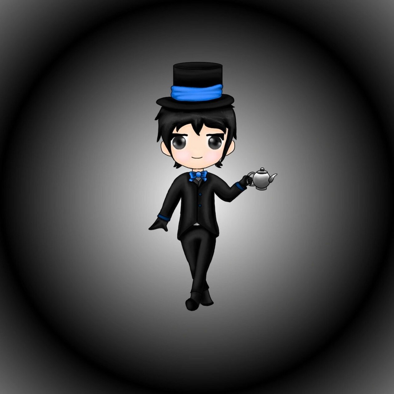 q版泡泡堂6小黑的拟人      第一次在画世界里面画,感觉很不适应.