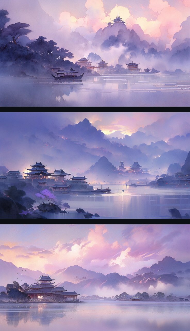 古风壁纸 | 悠悠暮山紫 潦水尽而寒潭清,烟光凝而暮山紫 #壁纸# #古风