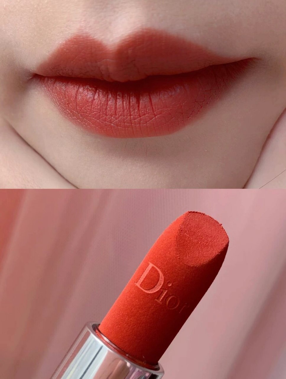 迪奥口红96840丝绒 是秋天的枫叶	dior迪奥丝绒840 无滤镜试色,有点