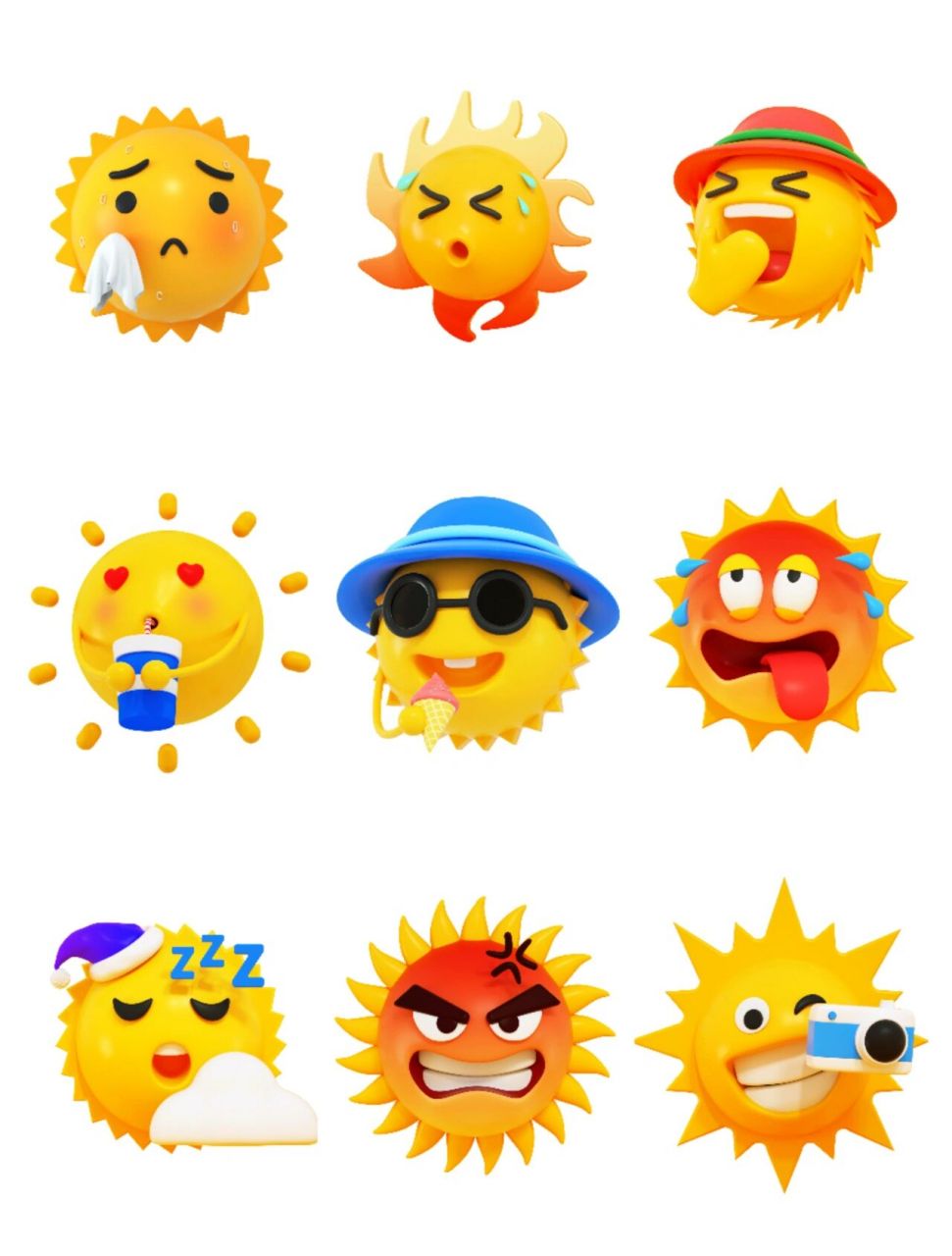 免抠元素|卡通太阳98表情包 第一次分享表情包的免抠素材,还是有点