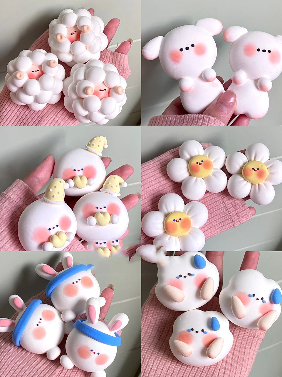 超轻粘土|一些可可爱爱的粘土作品 今天芋头带来了白色系粘土 白色系