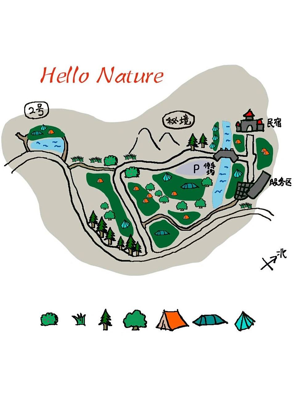 给我喜欢的露营地手绘了一个导览图 虽然不是专业学美术出身 凭借6岁