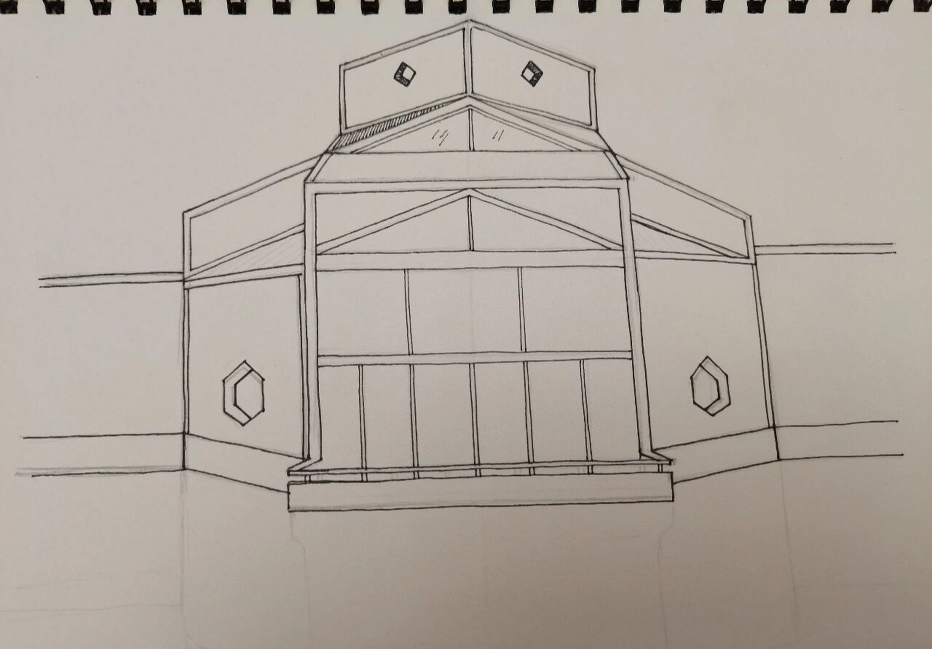 控笔练习/黑白线条画建筑—苏州博物馆