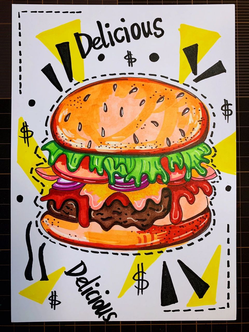 汉堡包创意画美术教案图片