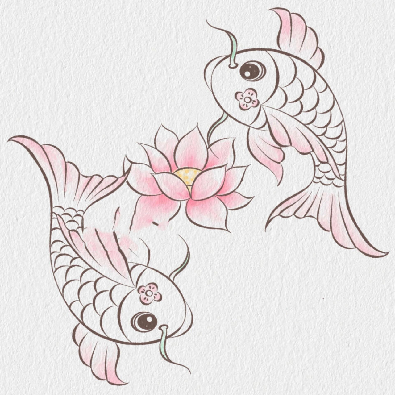 简笔画打卡第5天 | 锦鲤戏莲 在中国古代文化中,莲花和锦鲤是非常受