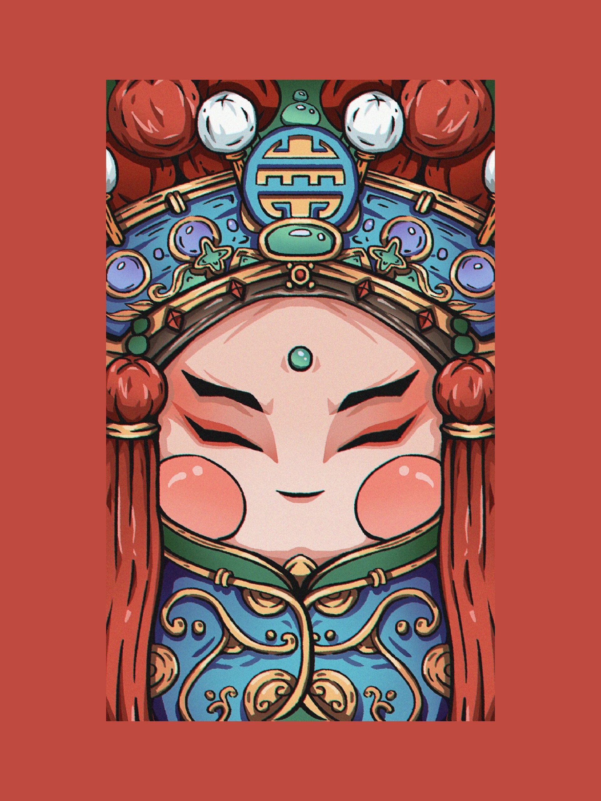 q版人物‖京剧脸谱手绘插画素材图①  超可爱的京剧脸谱人物插画!