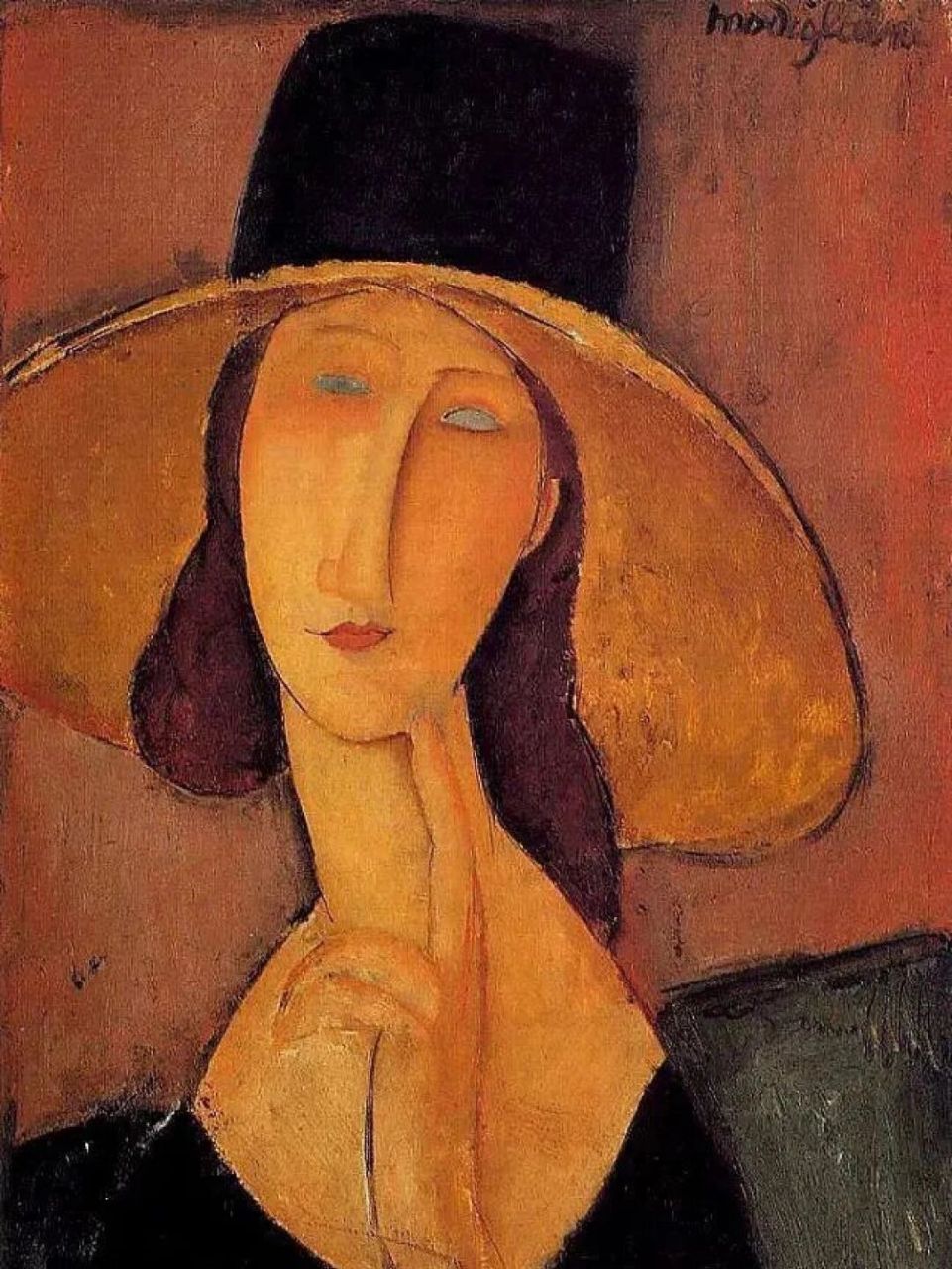 帽的珍妮 英文名称: jeanne hebuterne 作者:阿梅代奥•莫迪里阿尼