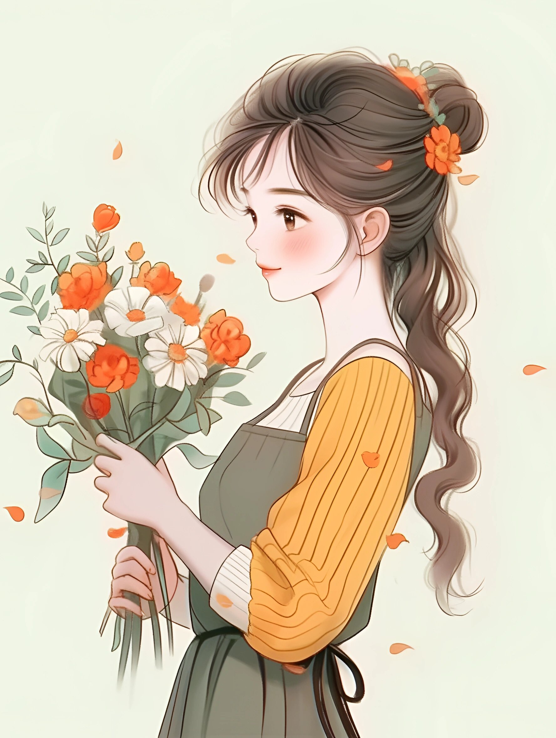 治愈系捧花女生头像,女生头像