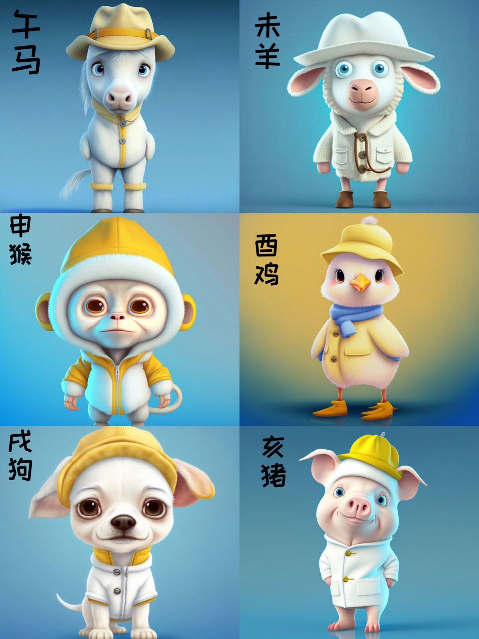 十二生肖(下) 你的专属萌宠十二生肖之(午马,未羊,申猴,酉鸡,戌狗