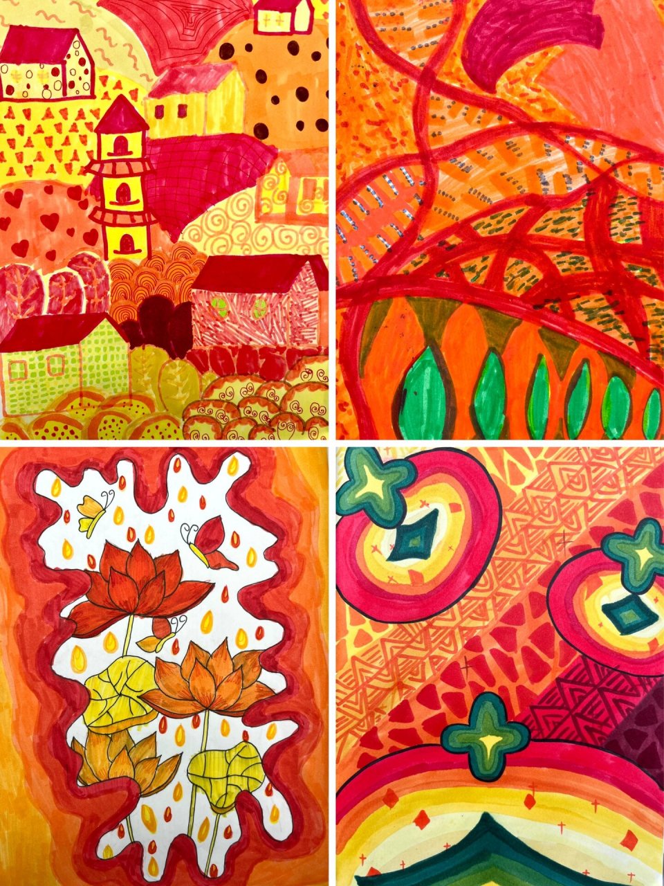 画画的日常# #笔记灵感# #儿童美术# #邻近色# #色彩的对比与和谐