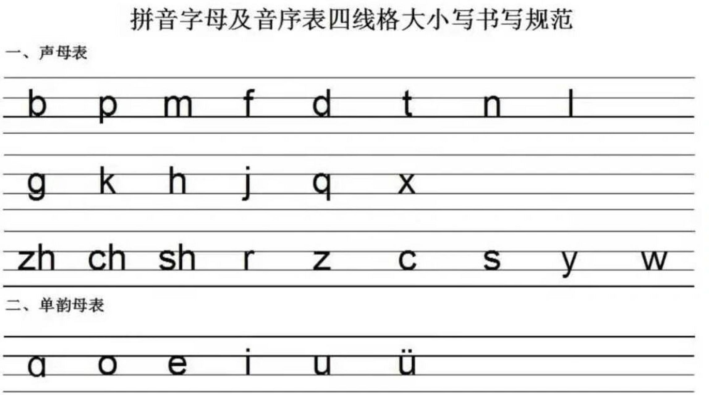 拼音格的正确写法图片