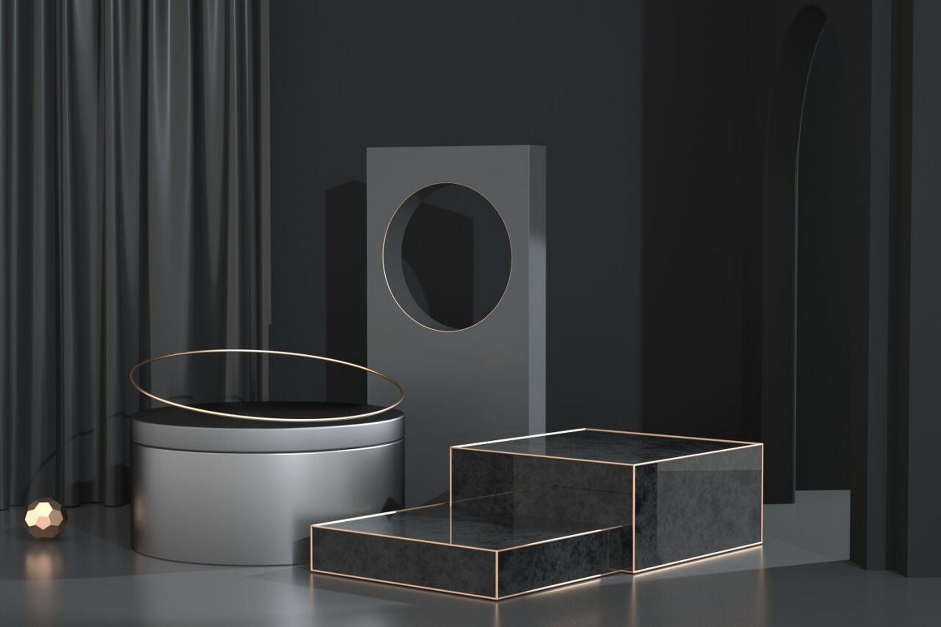 黑色3d素材电商展台背景图经典分享!