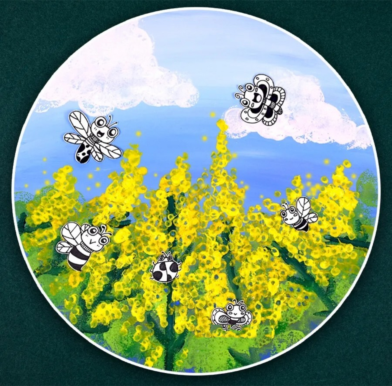 儿童画教程|点出一片金灿灿的油菜花 教学重难点 1,欣赏油菜花的图片