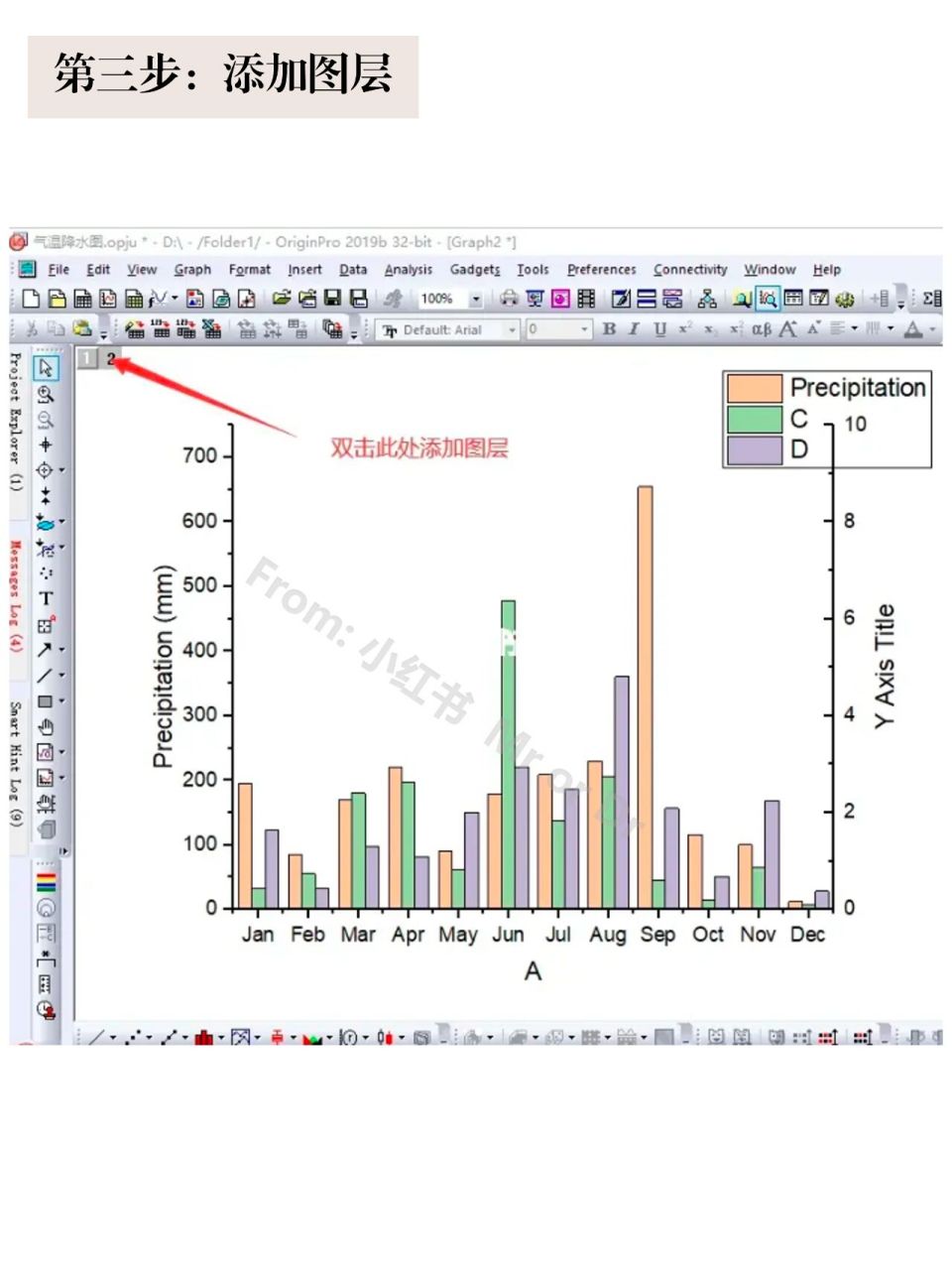 如何用origin画柱状图折线图组合(双y轴) 有时候科研的数据适合在同一