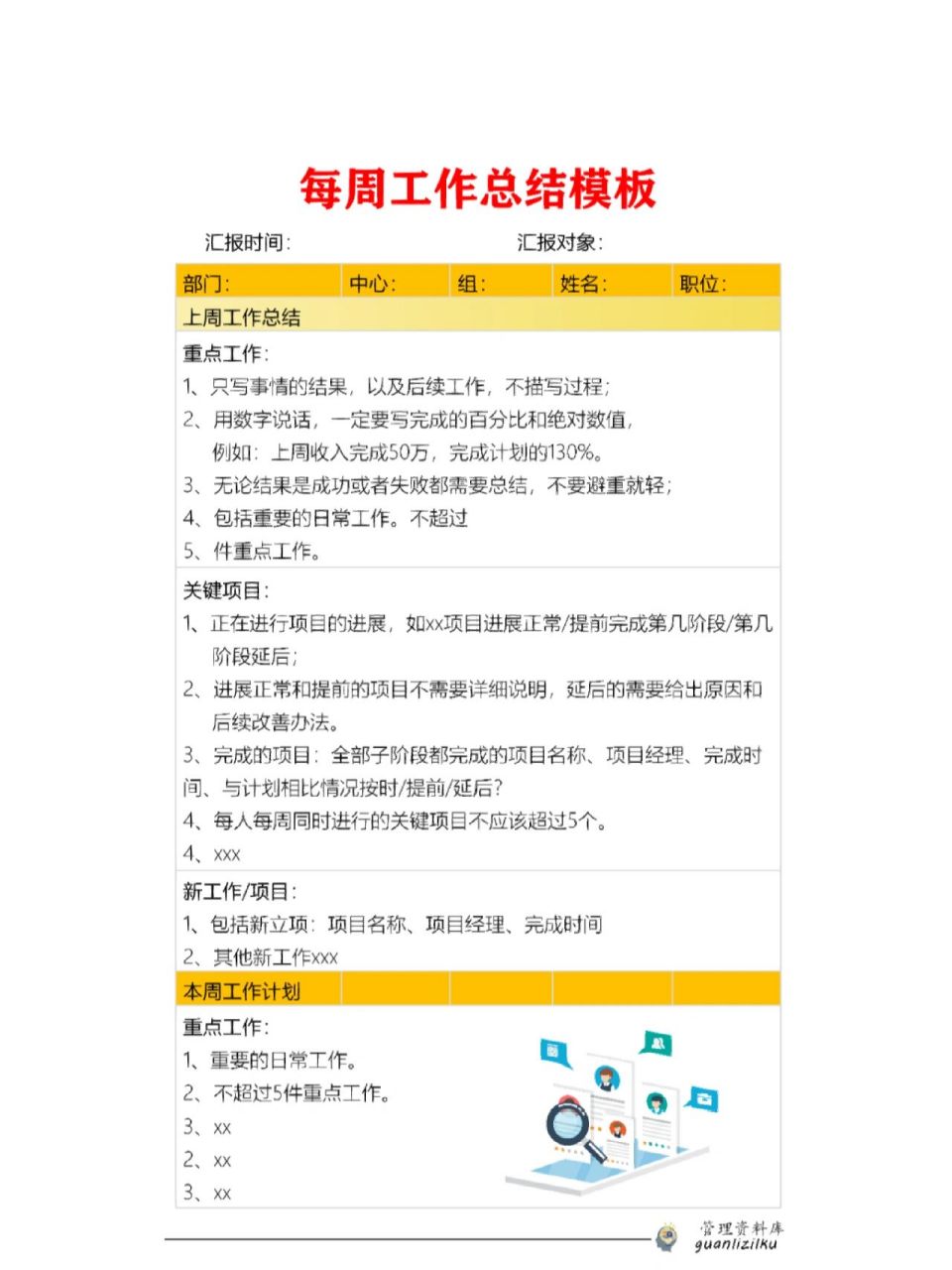 每周工作总结汇报模板 每周工作总结汇报模板