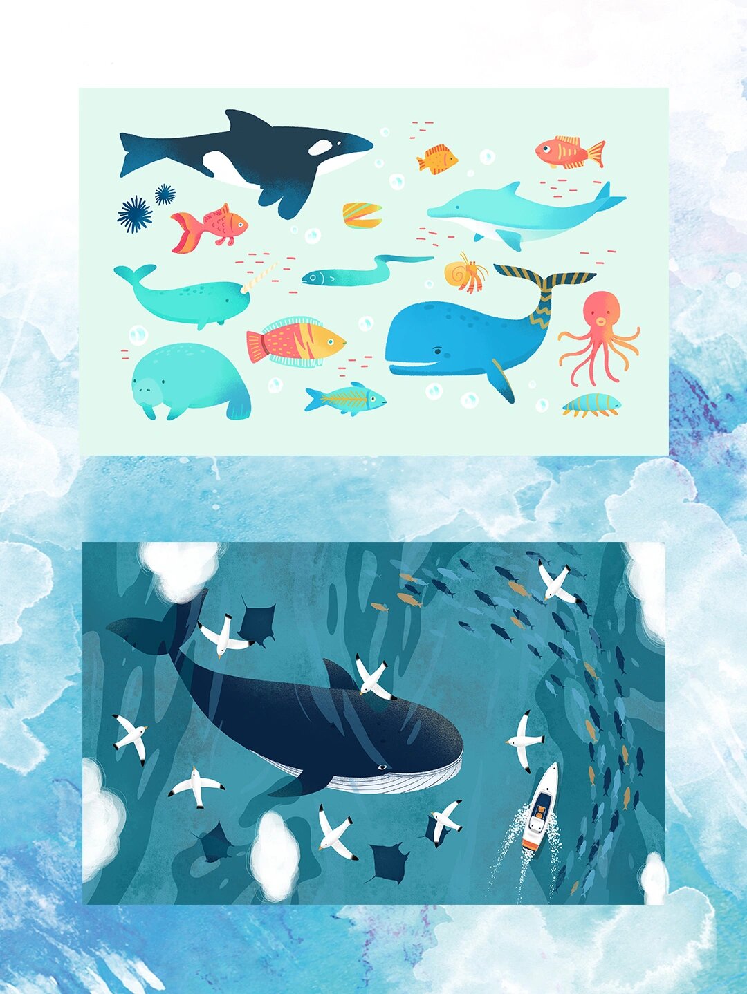 98卡通插画风|世界海洋日背景图 宝子们,今天分享一组插画风世界