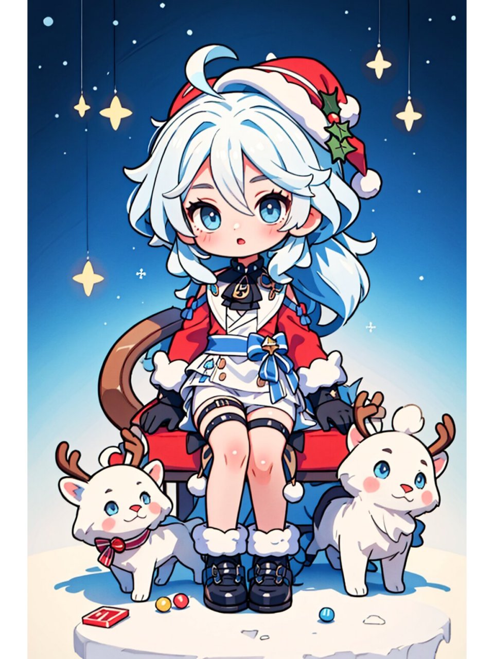 超可爱原神人物圣诞节卡通壁纸-芙宁娜