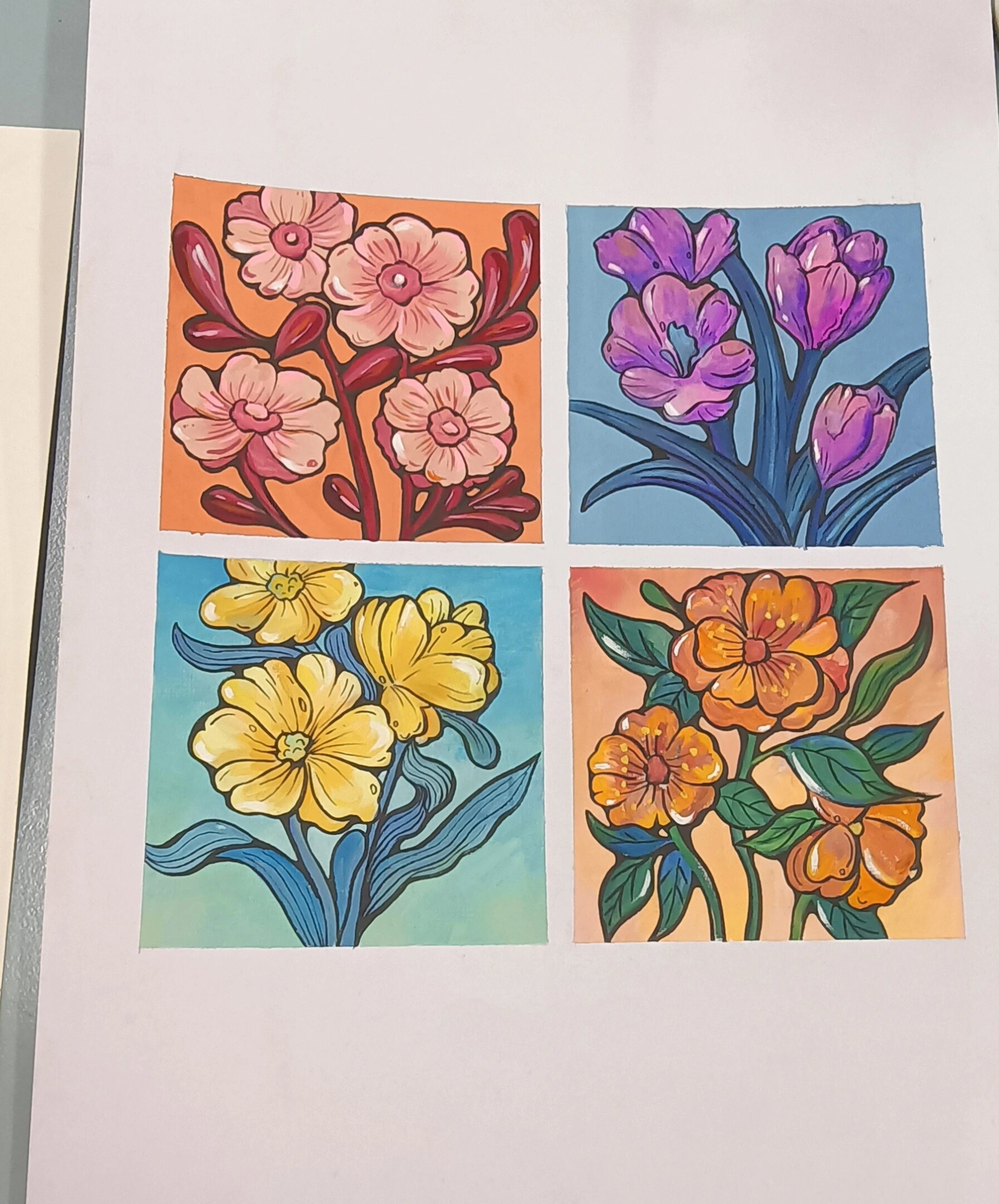 色相对比 这周上色彩构成了,第一次画色相对比,感觉好难呀,有没有大佬