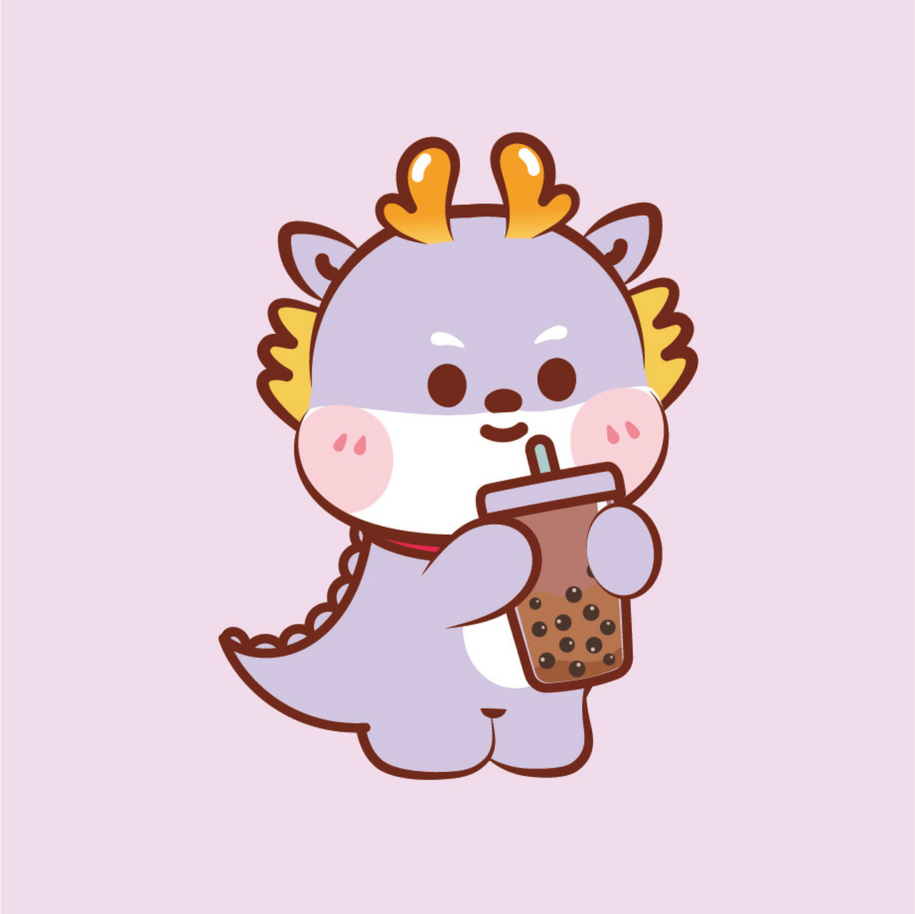 小飞龙ip卡通形象表情包我爱喝奶茶头像 小飞龙ip卡通形象,治愈系ip