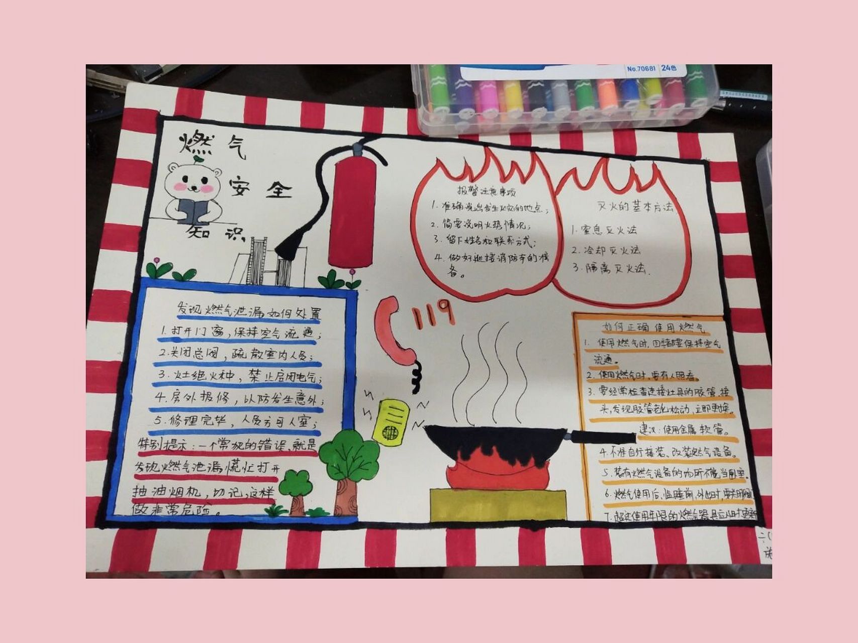 燃气安全手抄报 这张手抄报是这学期最后一张了 画的太捡漏,单调了