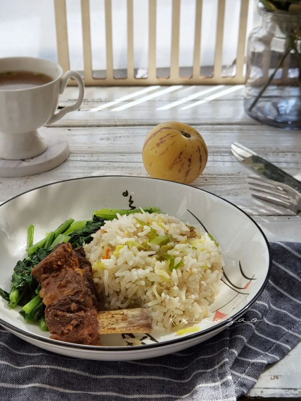 11牛排咸饭 早上好,昨晚闷的牛排,搭配闽南咸干饭,来杯牛肉汤,初冬