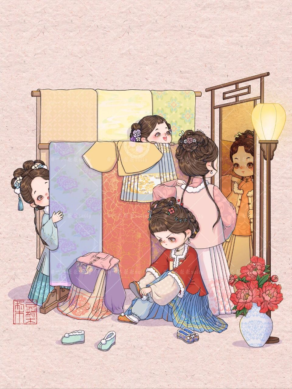 插画|来买新衣服啦 大家新年的新衣服都准备好了吗