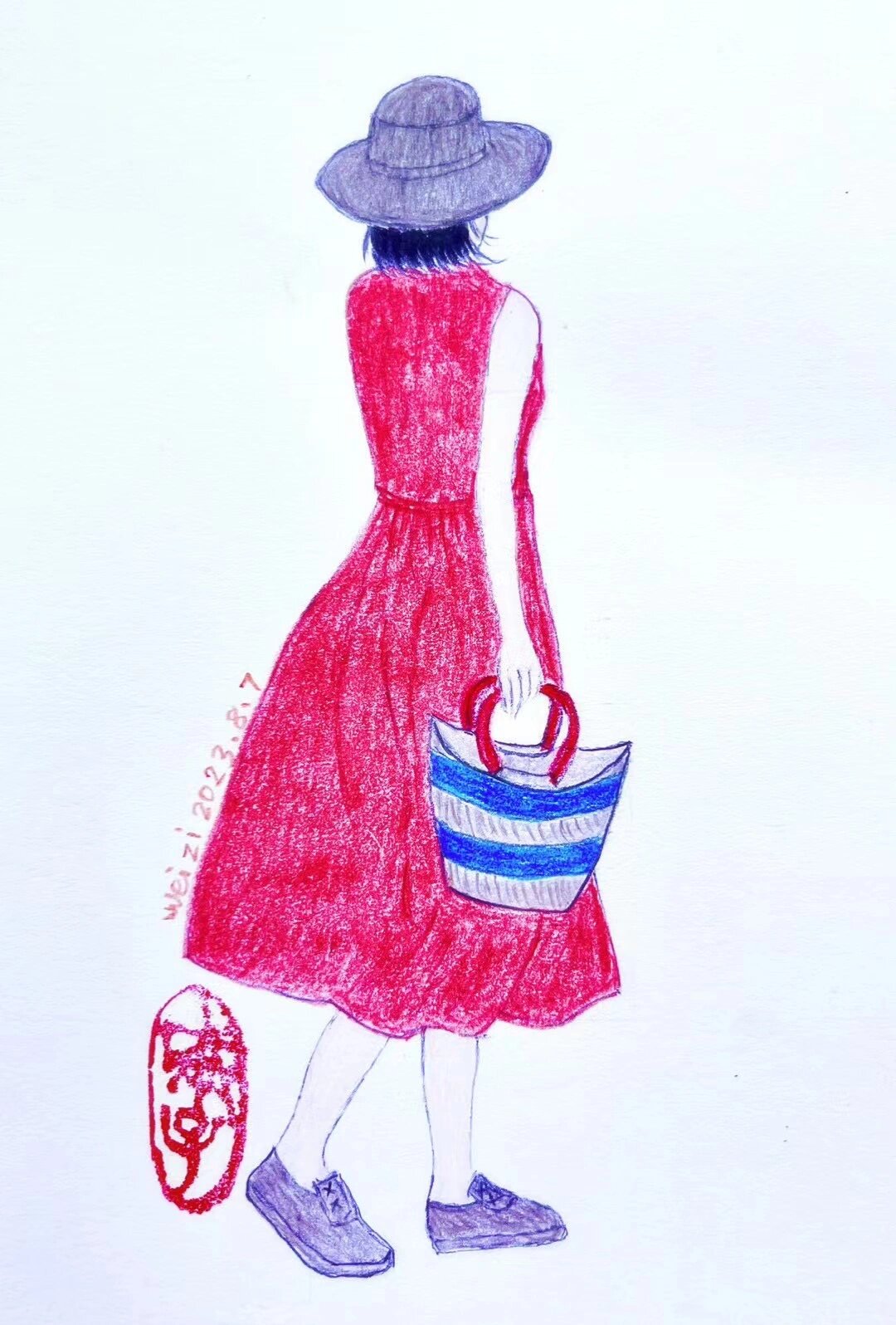 彩铅习作《背影》6