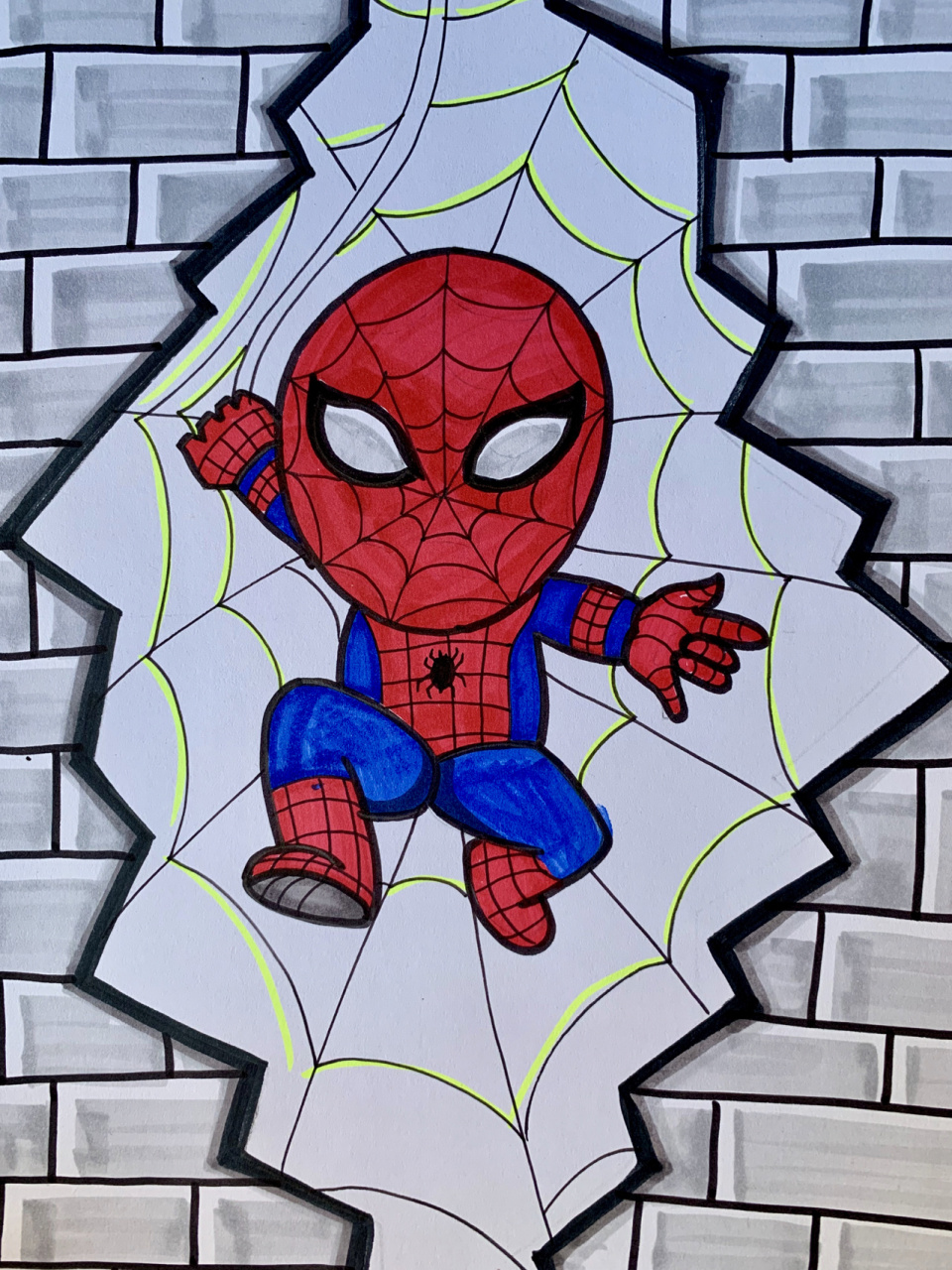 蜘蛛侠创意儿童画 蜘蛛侠3d画,简单粗暴出效果,大家快操持起来