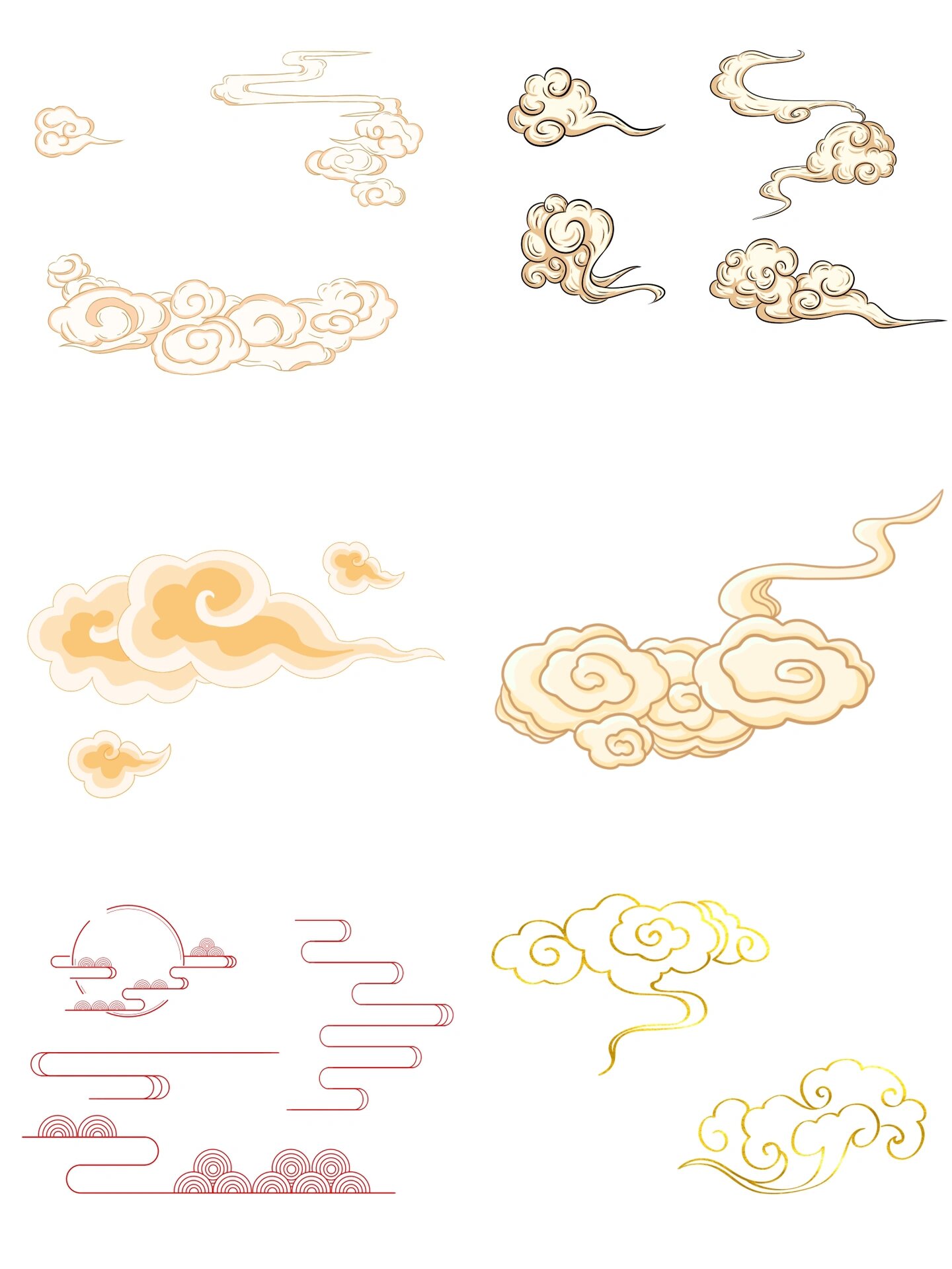 免抠图案 |古风祥云素材分享 91祥云应该算是国风,古风设计中比较