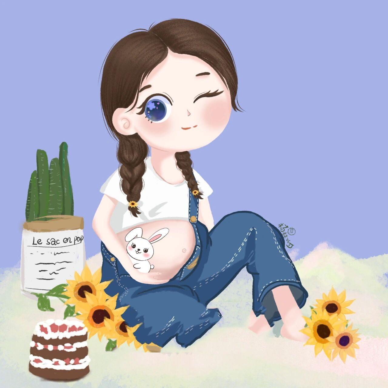 孕妇头像| 兔宝宝|原创手绘情头 漂亮的孕妇头像～选择哪个颜色呢?