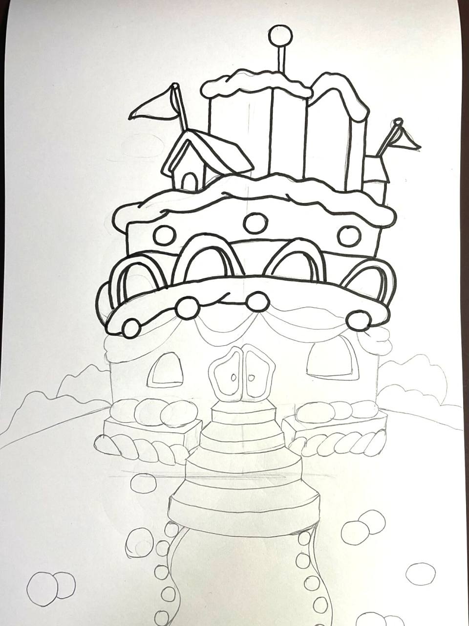 糖果蛋糕屋儿童简笔画详细步骤 糖果屋蛋糕屋儿童画根据喜好可以再