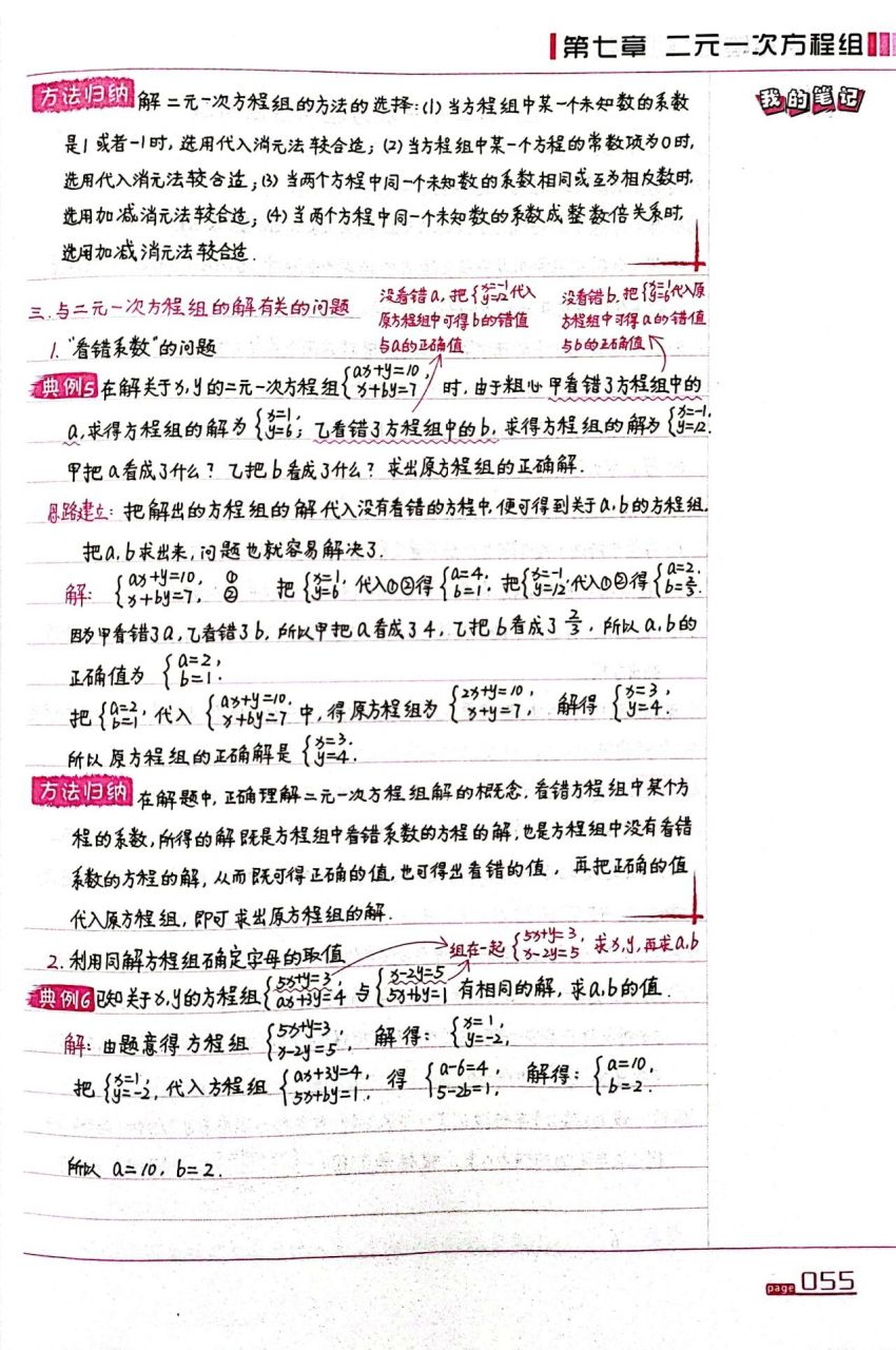二元一次方程组及其解法 这是衡水中学的学霸笔记.