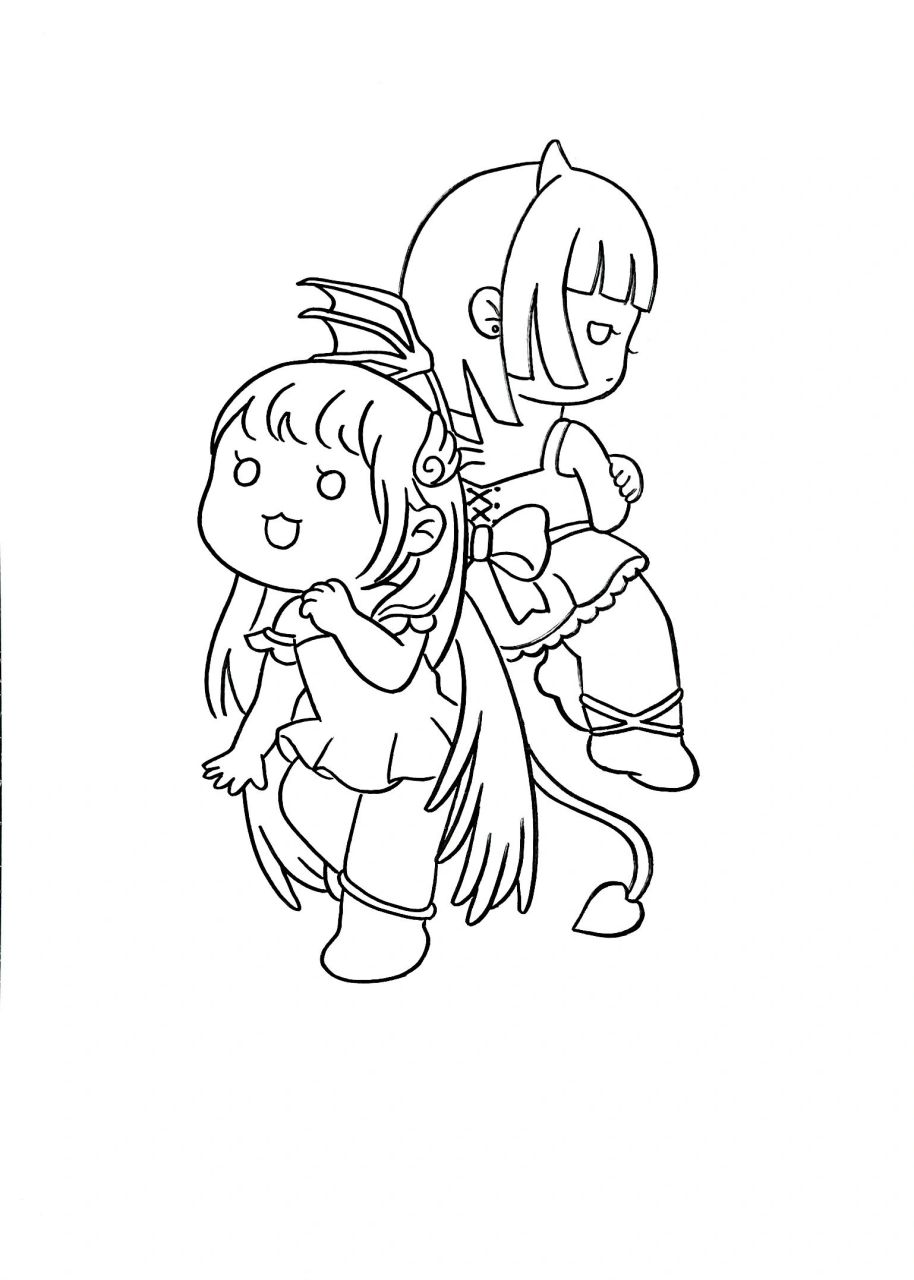 马克笔手绘 q版天使恶魔女孩